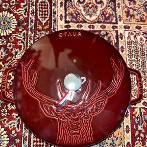 Staub Red Dutch Oven with Stag Design